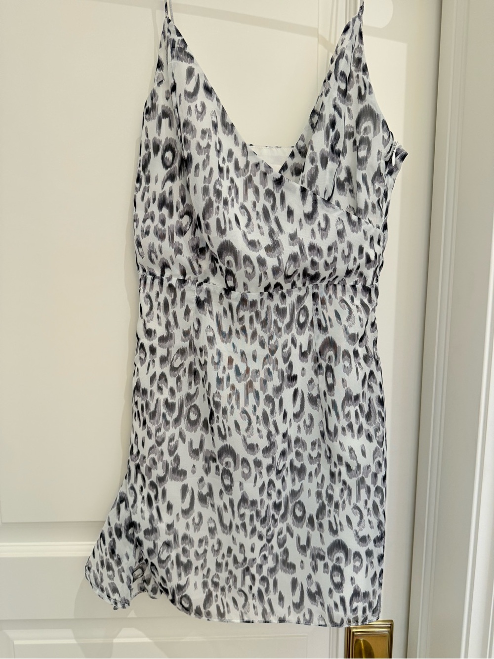superdown Gray and White Leopard Print Spaghetti Strap Dress